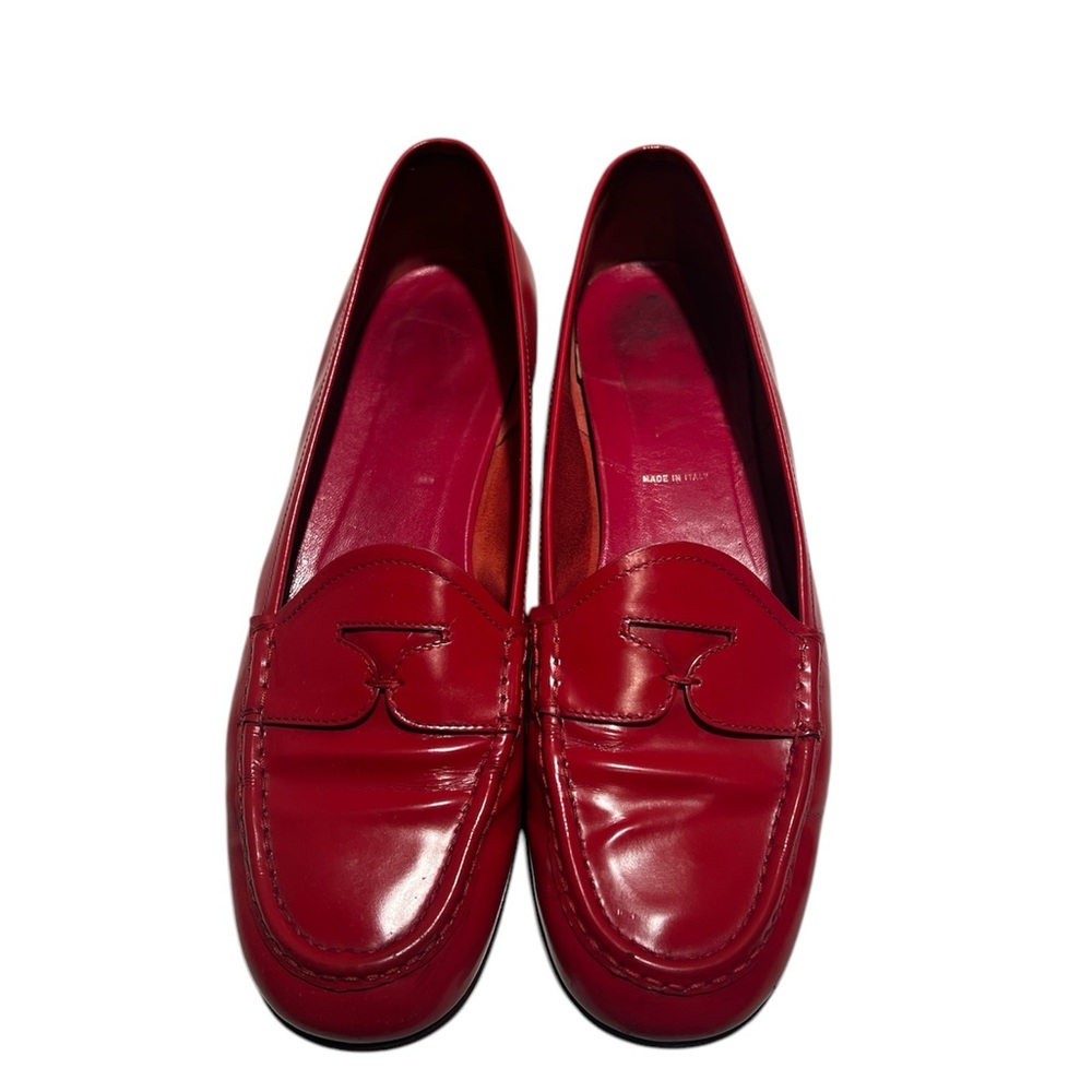 Prada Vintage Red Leather Loafers 40 1/2
